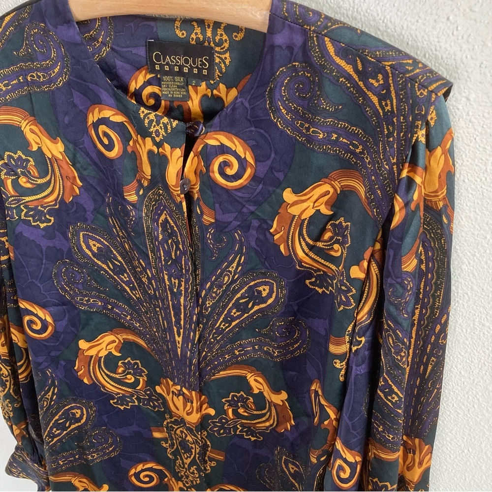 Classiques Entier 100% Silk Button Front Long Sle… - image 4